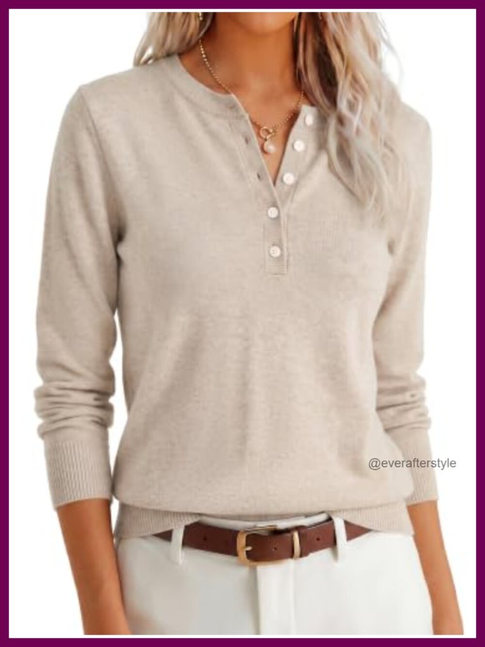 Henley Long Sleeve Lightweight Knit Pullover Sweater Button Placket